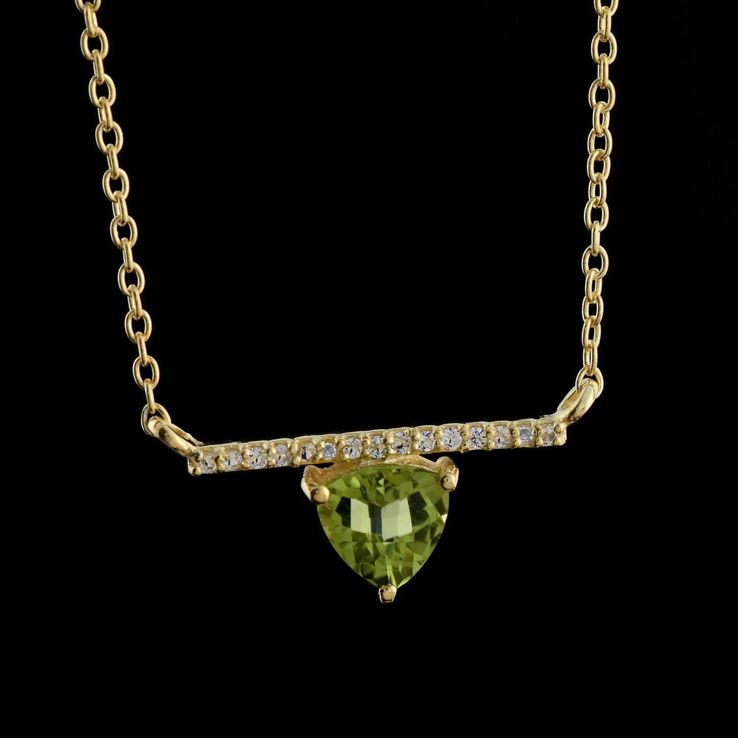 Trillion Peridot Chain Necklace