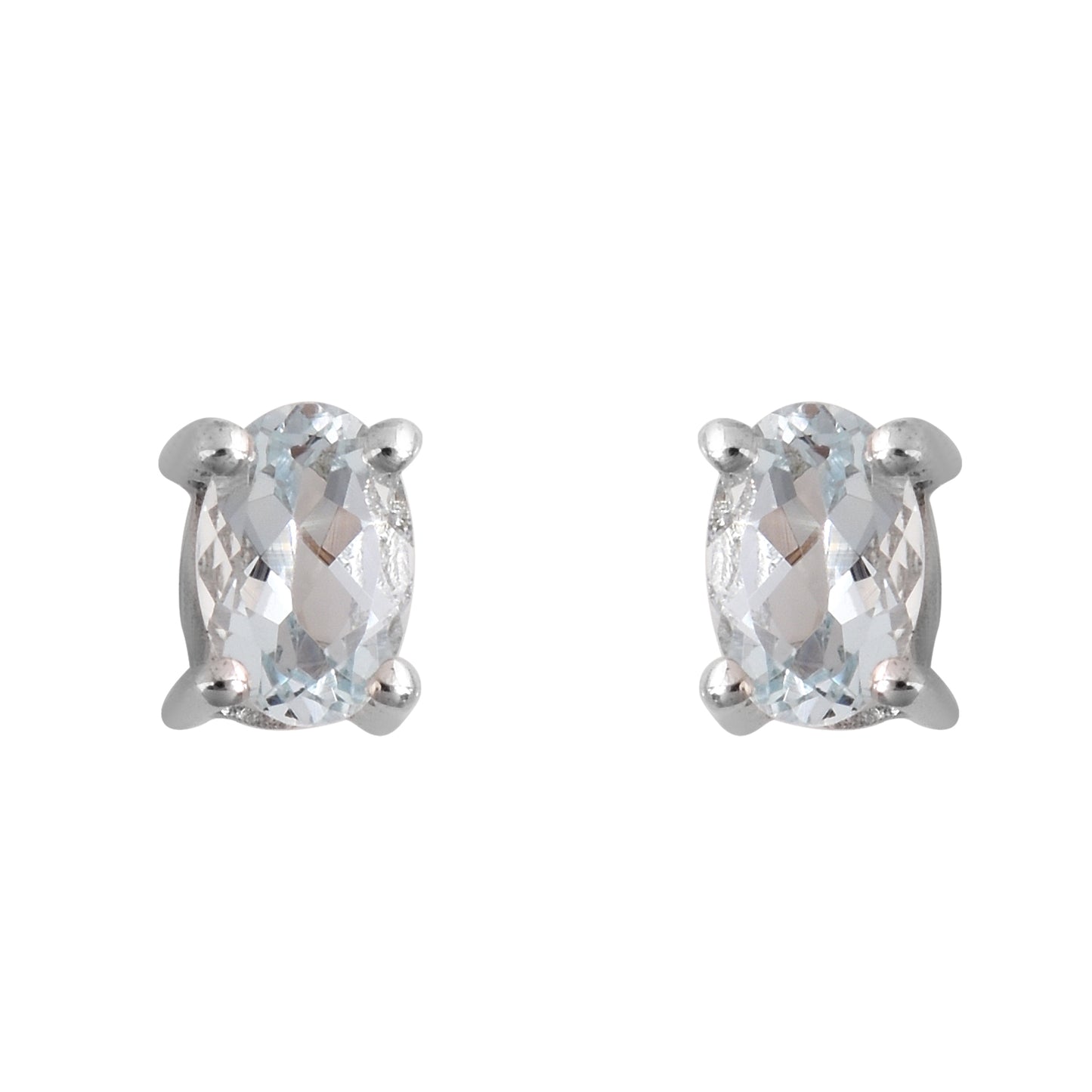 Aquamarine Oval Studs Earrings