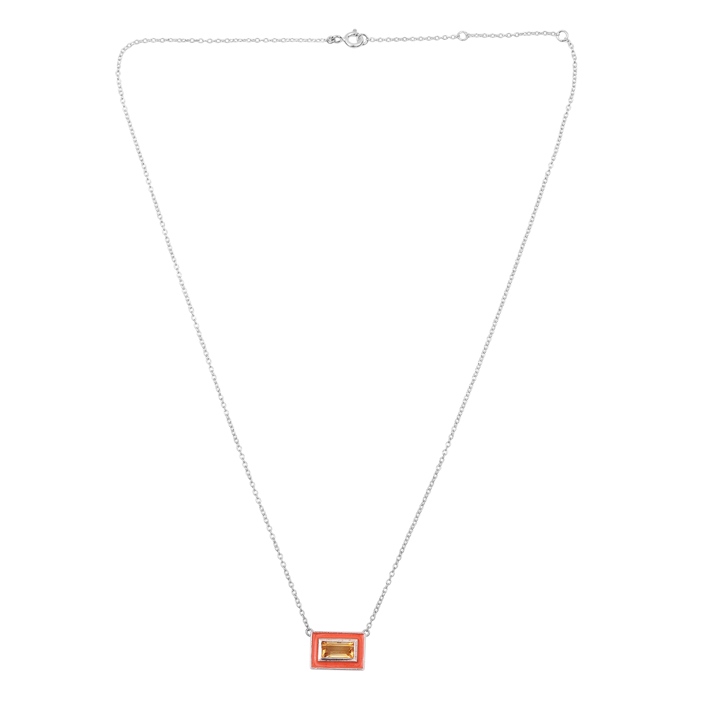 Dainty Citrine Enamel Chain Necklace