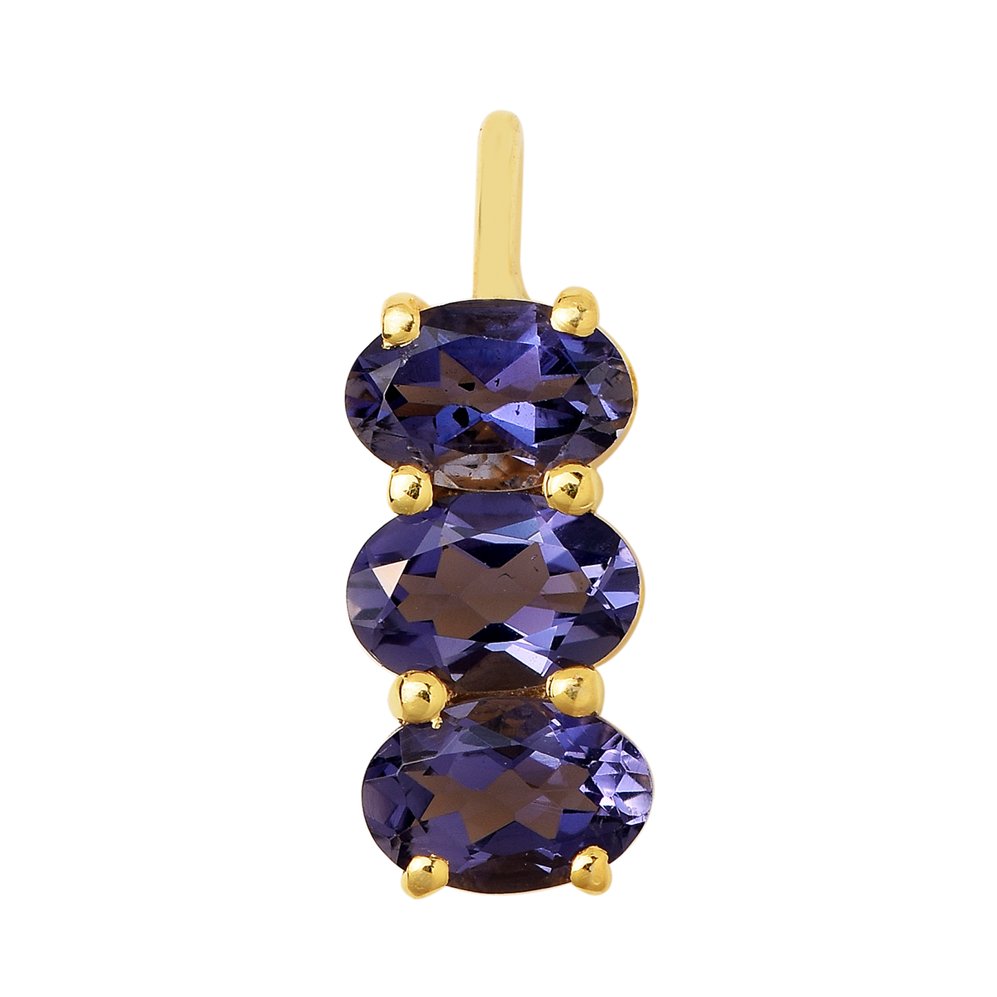 Iolite Trio Gemstone Silver Pendant