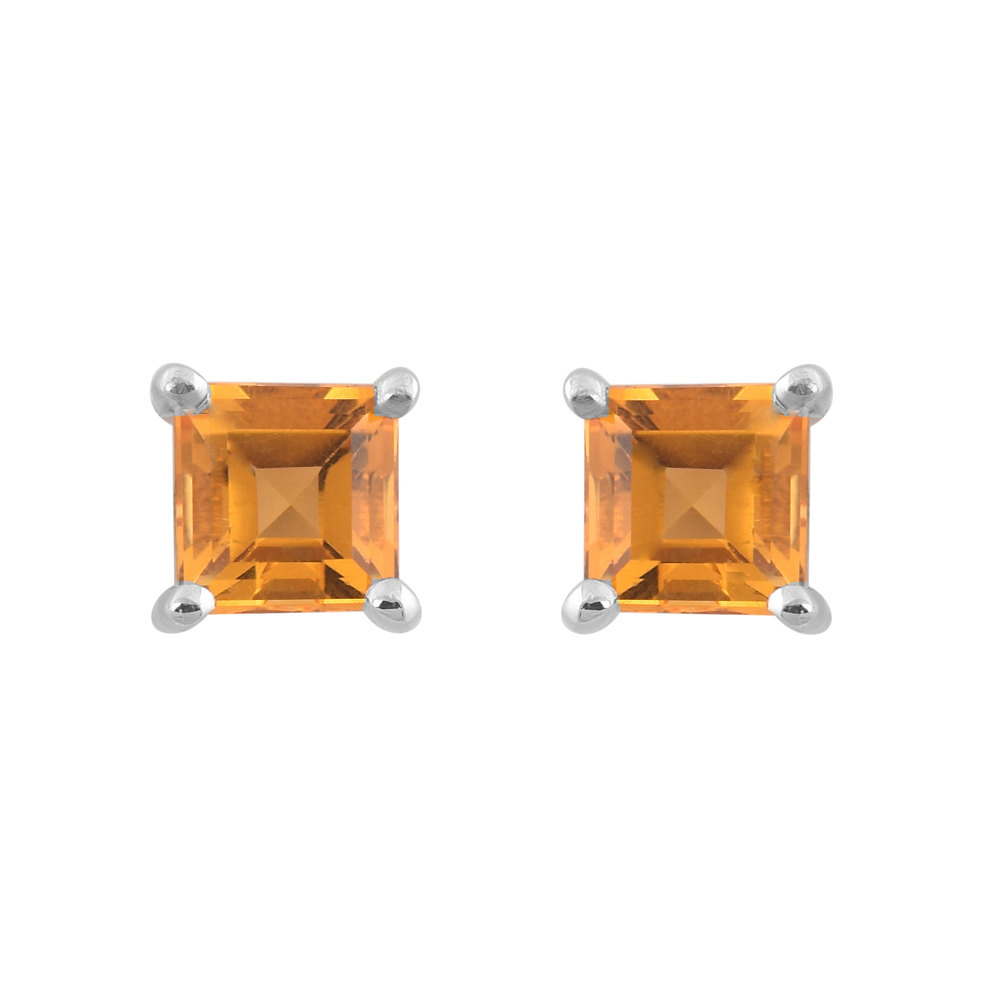 Silver Citrine Stud Earrings