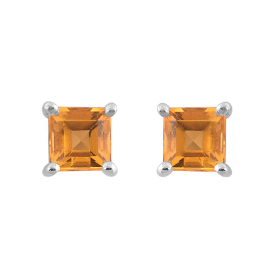 Silver Citrine Stud Earrings