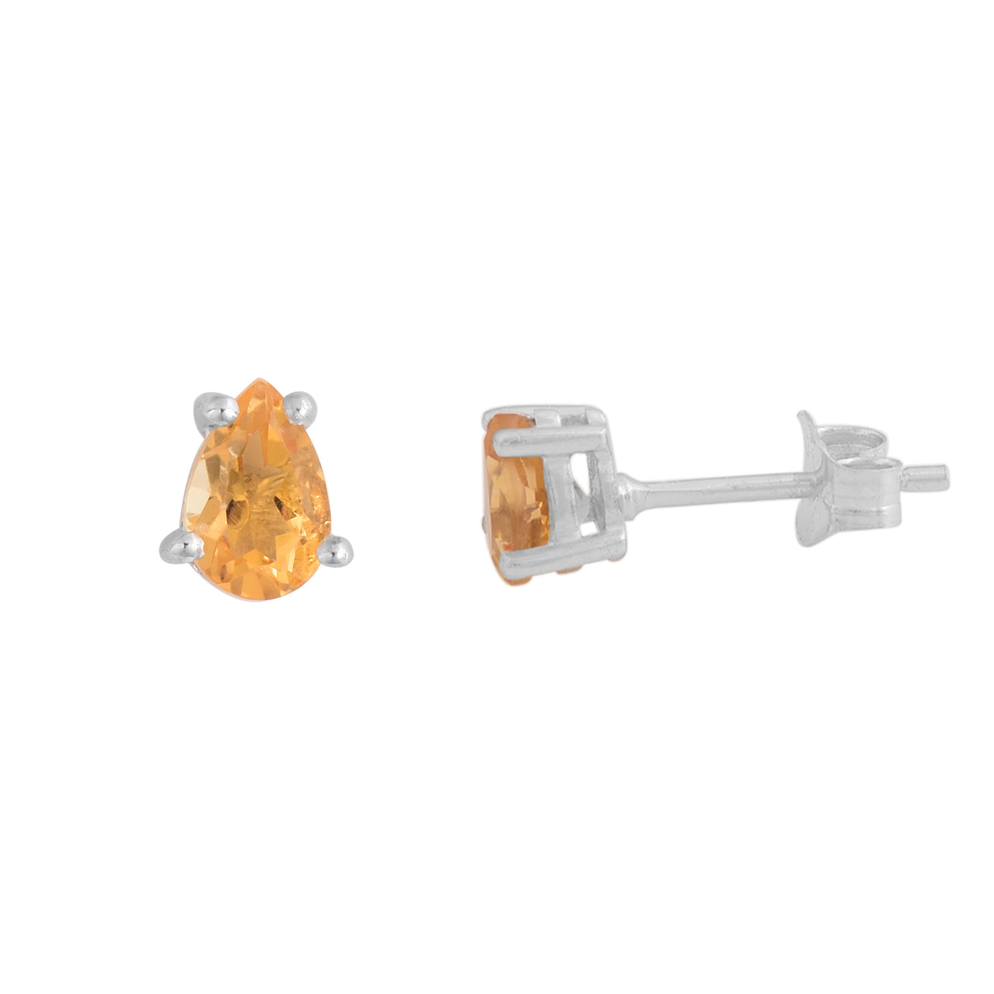 Pear shape Citrine Stud Earrings,