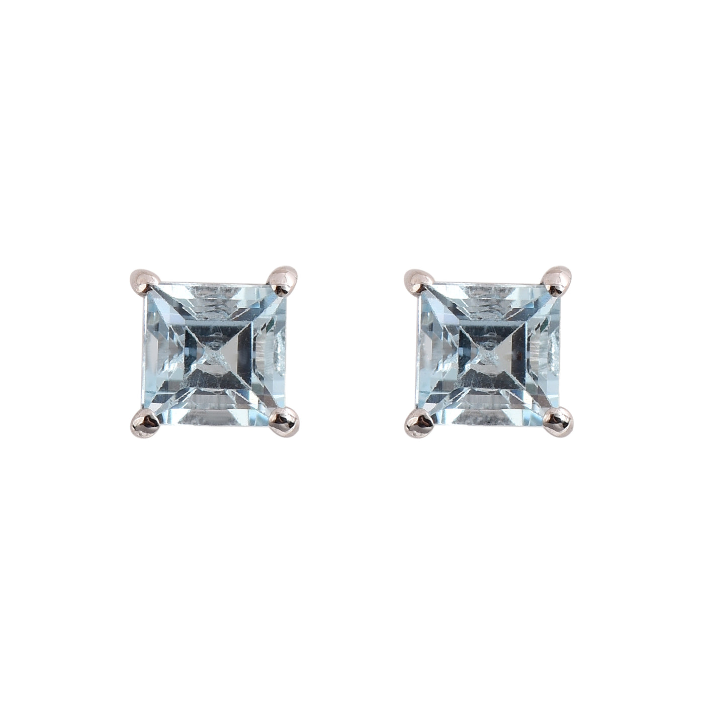 Princess Aquamarine Stud Earrings