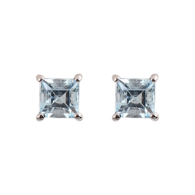 Princess Aquamarine Stud Earrings