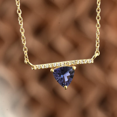 Iolite & White Topaz Bar Necklace