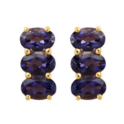 Oval Iolite Bar Studs