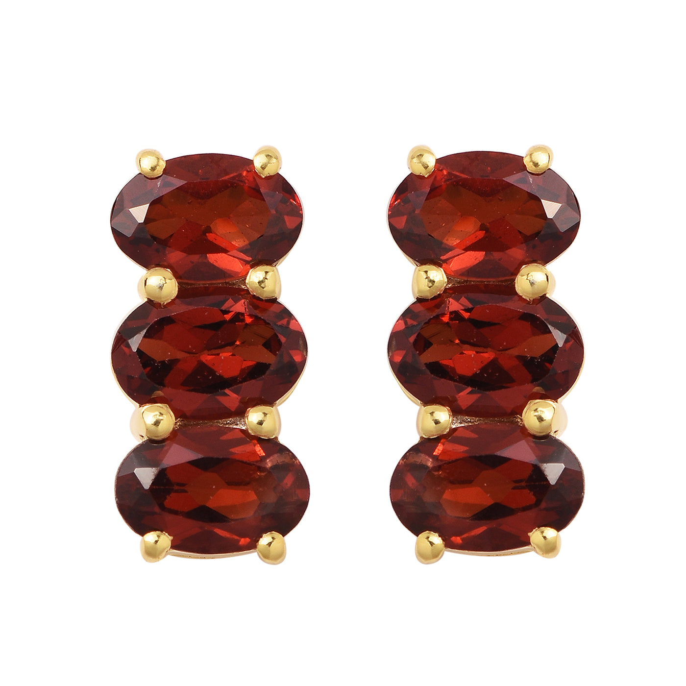 Garnet Bar Stud Earrings