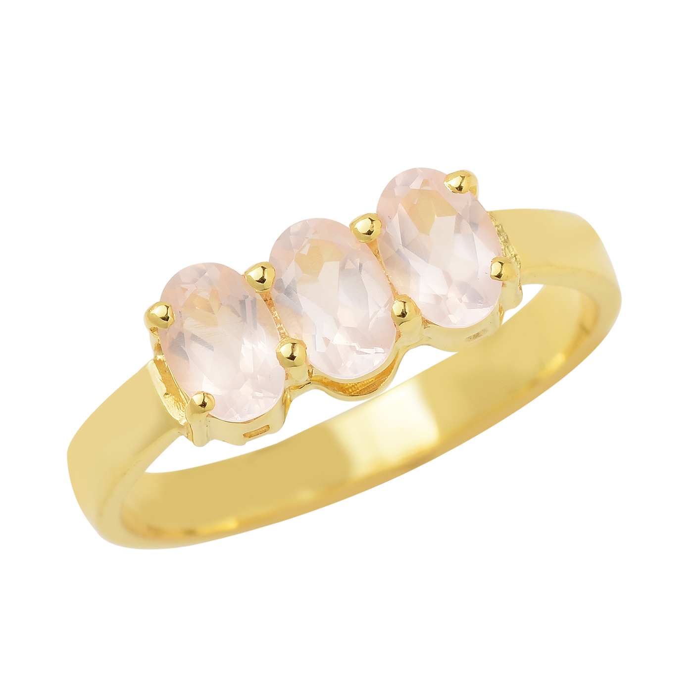 Rose Quartz Trio Silver Ring