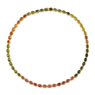 Cabochon Multi Tourmaline Tennis Necklace