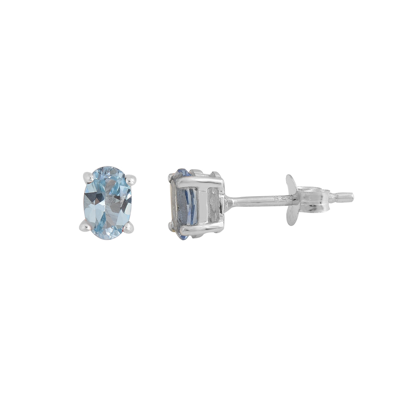 Blue Topaz Oval Stud Earrings