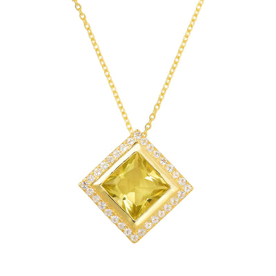 Peridot Halo Chain Necklace