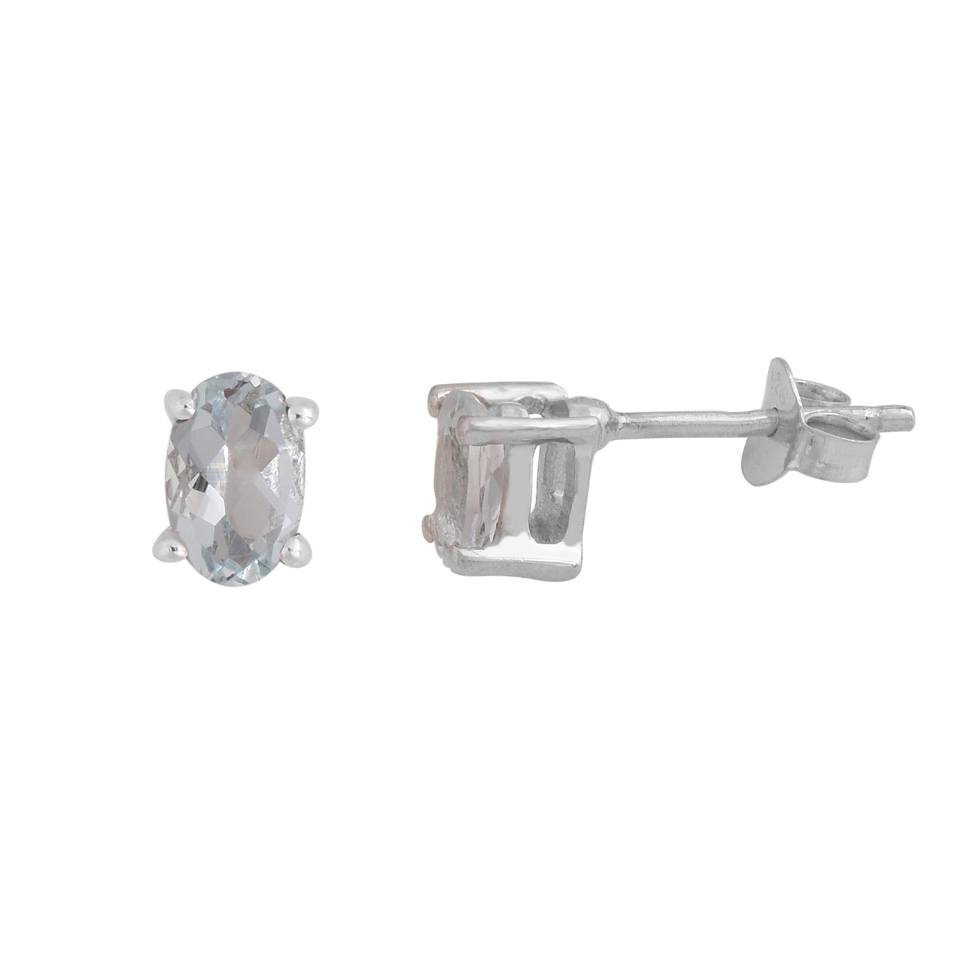 Aquamarine Oval Studs Earrings