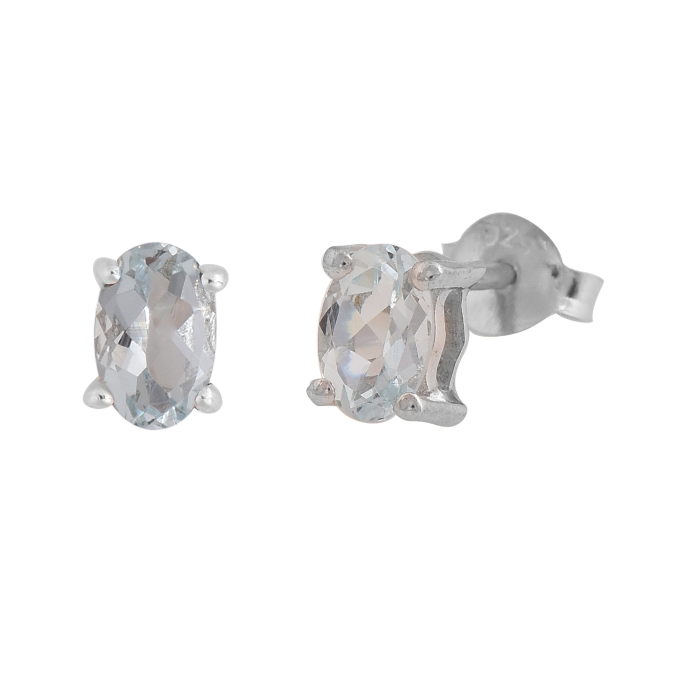 Aquamarine Oval Studs Earrings