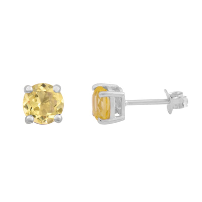 Lemon Quartz Stud Earrings