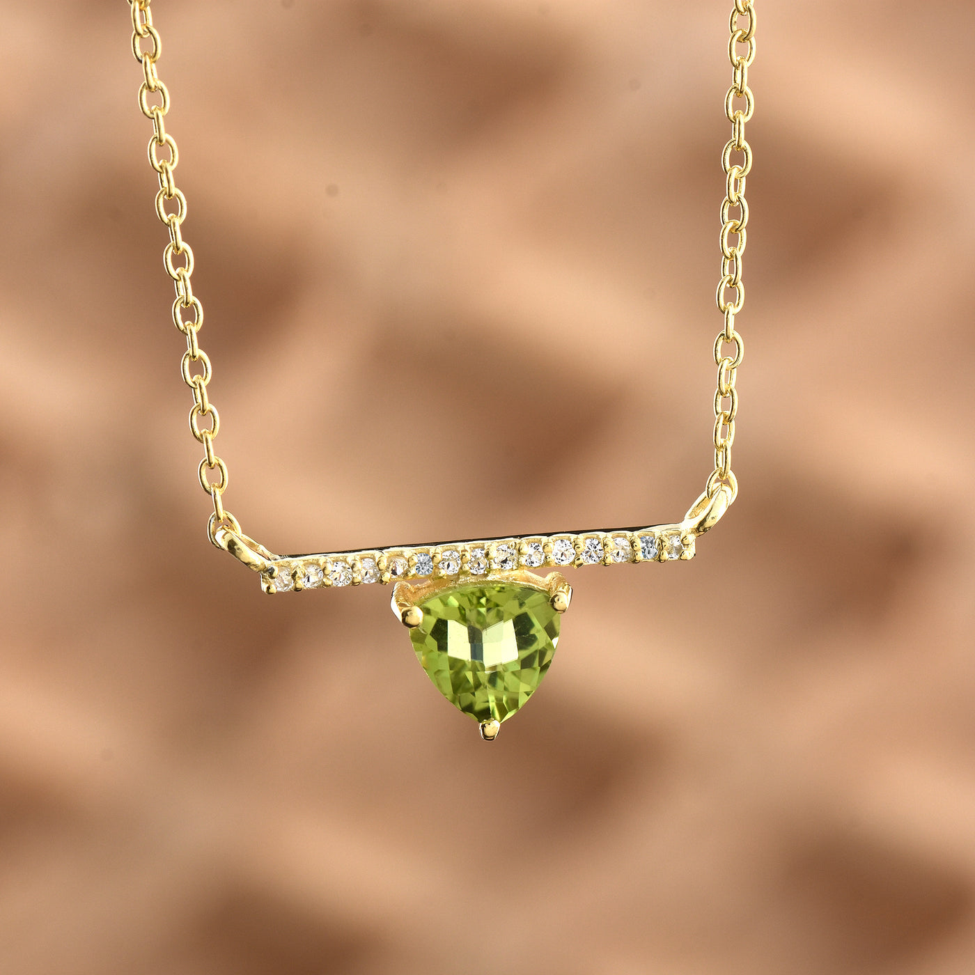 Trillion Peridot Chain Necklace