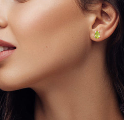 Peridot Teardrop Studs,