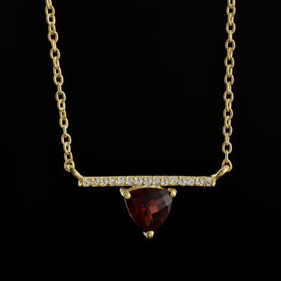 Natural Garnet Bar Chain Necklace