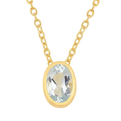 Oval Aquamarine Solitaire Necklace