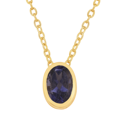 Oval Iolite Solitaire Necklace