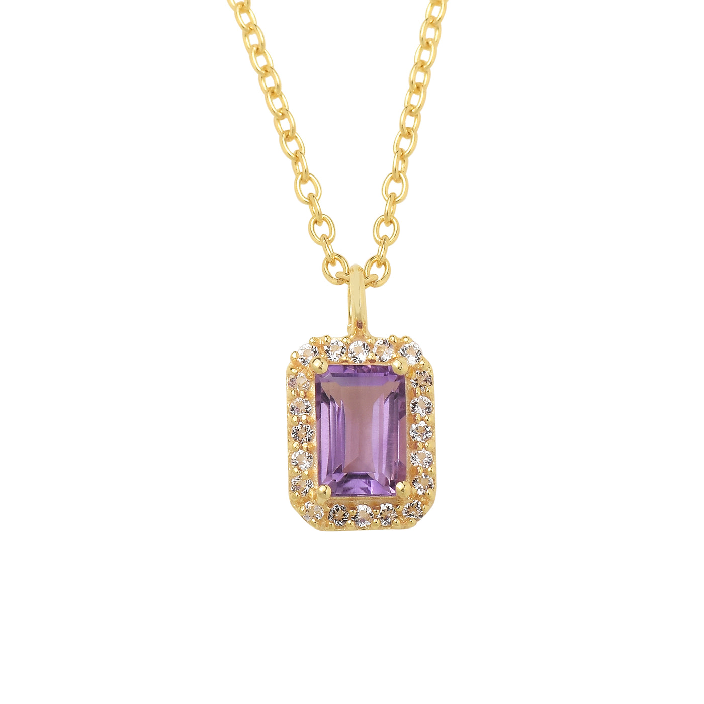 Amethyst Diamond Halo Chain Necklace