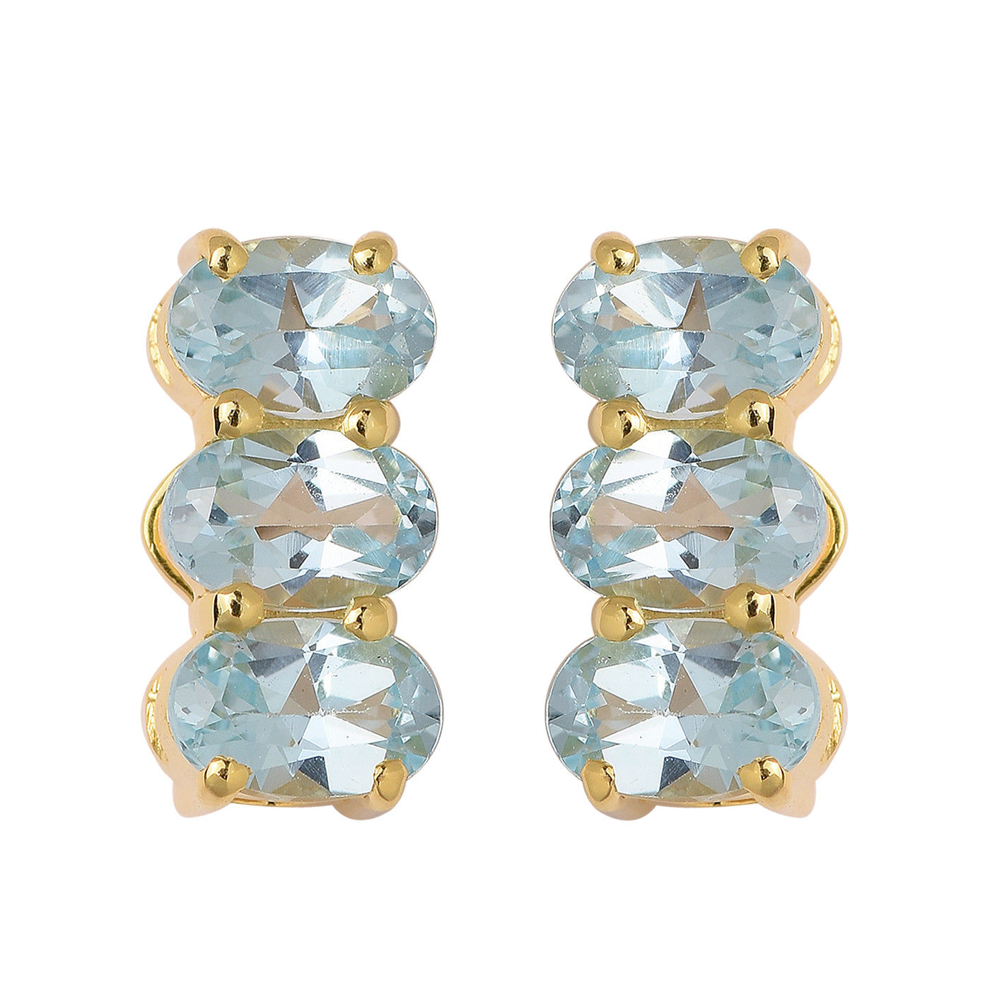 Blue Topaz Bar Stud Earrings