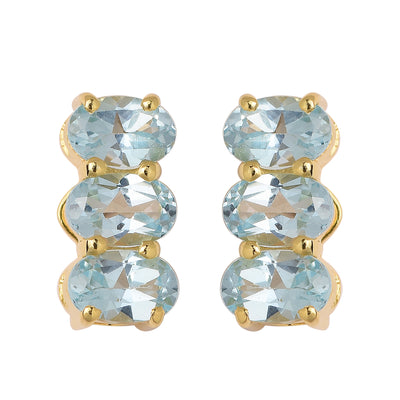 Blue Topaz Bar Stud Earrings