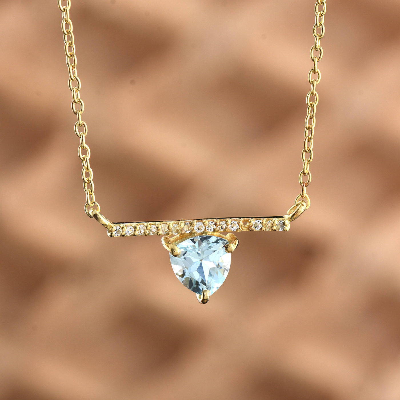 Aquamarine & White Topaz Chain Necklace