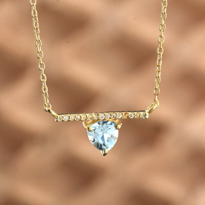 Aquamarine & White Topaz Chain Necklace