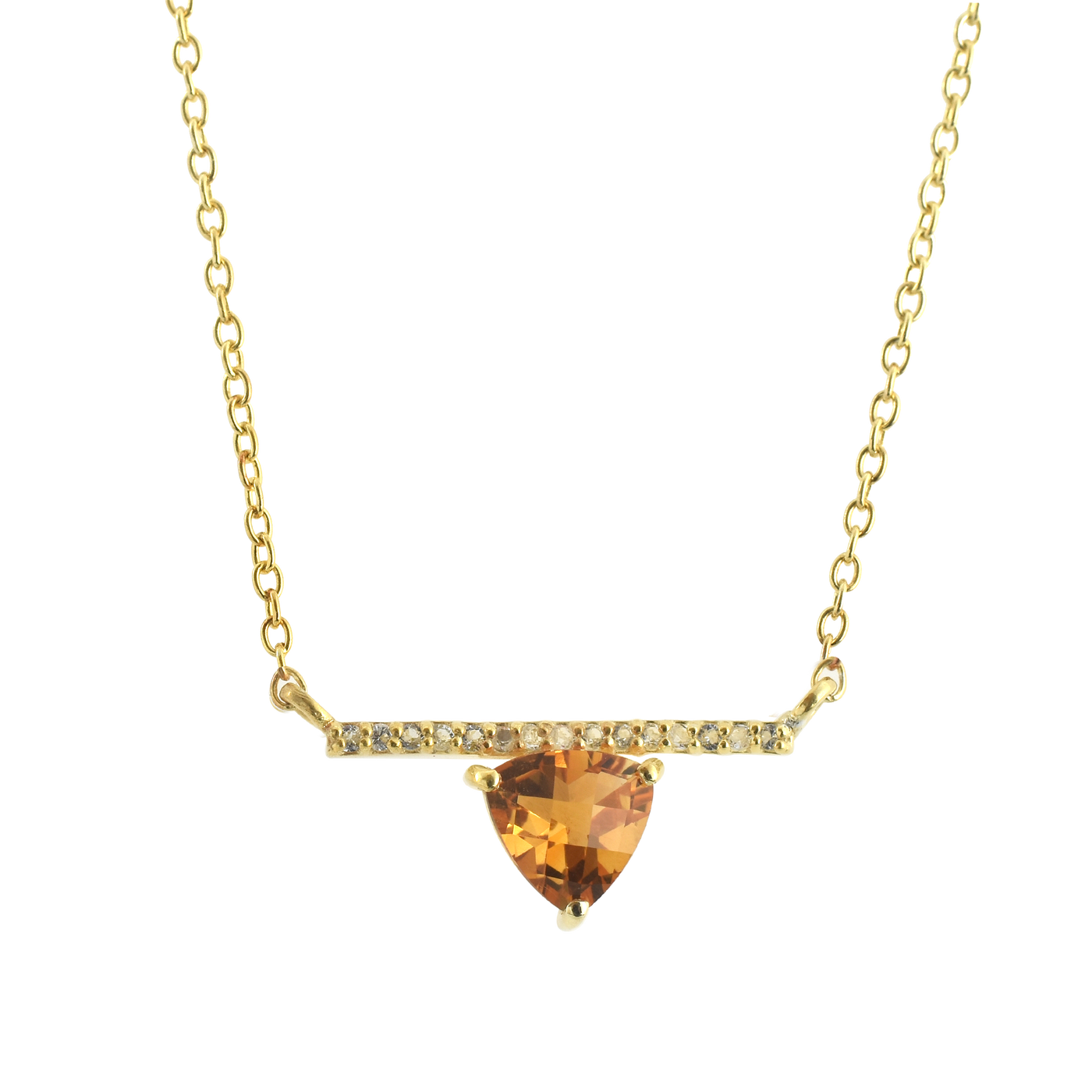 Citrine Gemstone Topaz Bar Necklace