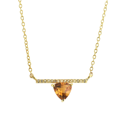 Citrine Gemstone Topaz Bar Necklace