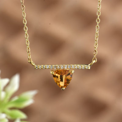 Citrine Gemstone Topaz Bar Necklace