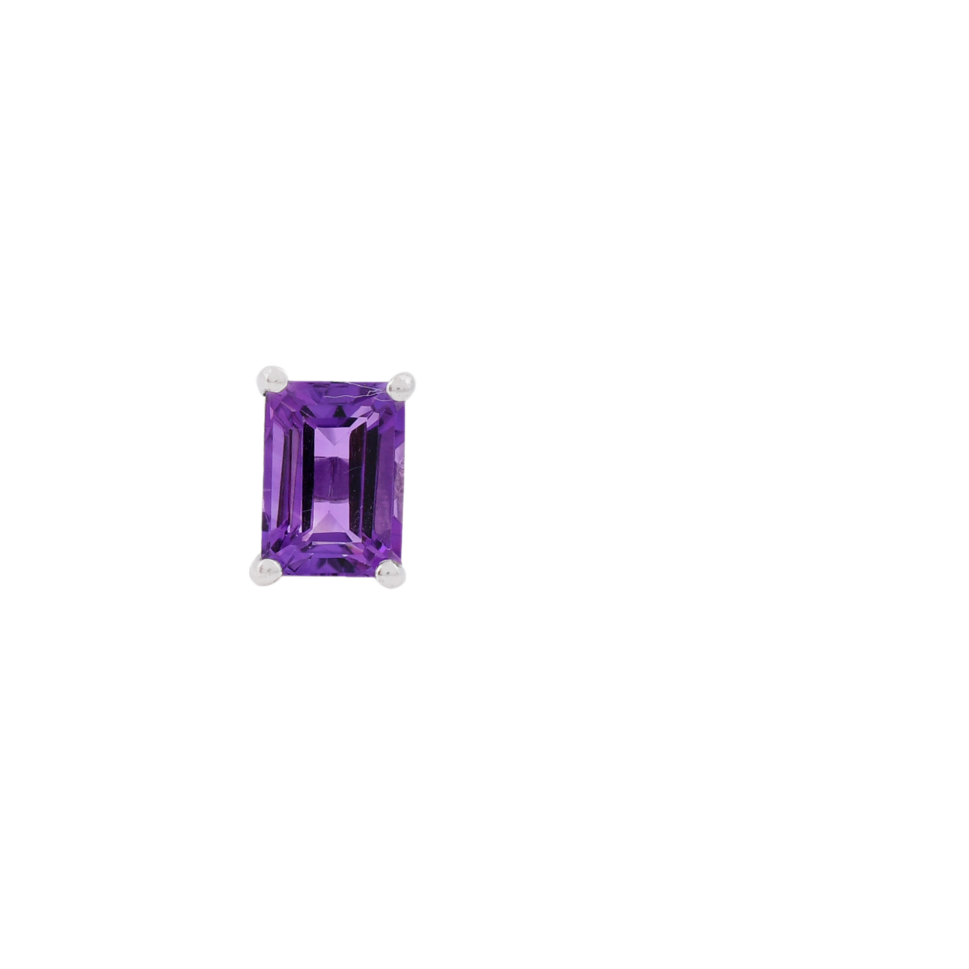 Amethyst Emerald Cut Studs Earrings