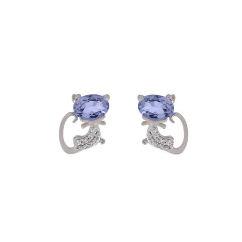 Tanzanite Cat Stud Earring