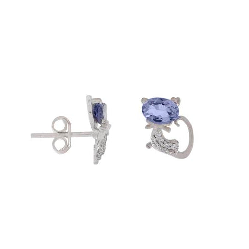 Tanzanite Cat Stud Earring