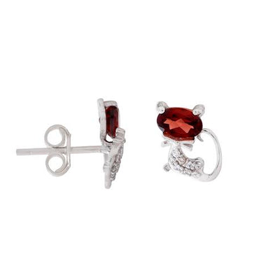 Natural Garnet Cat Tiny Earring