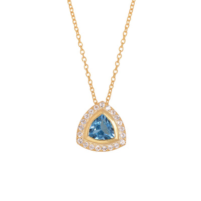 Blue Topaz Trillion Halo Necklace