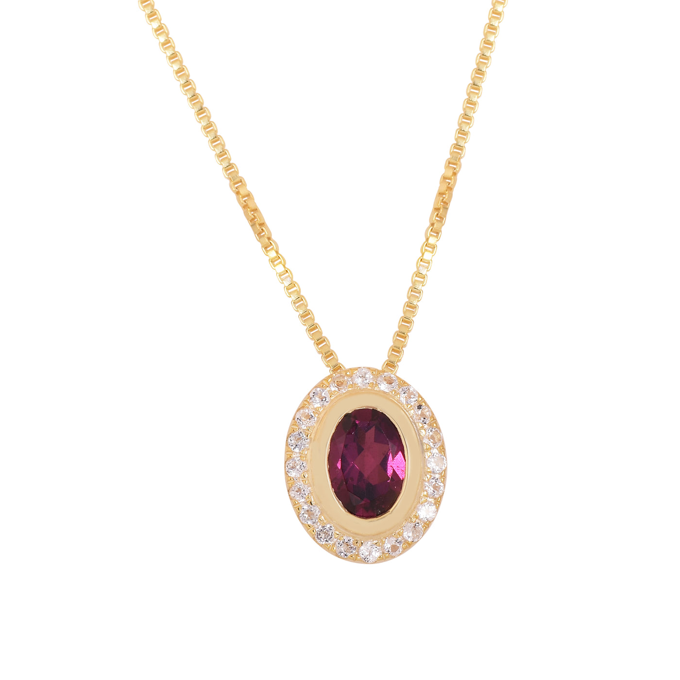 Rhodolite Halo Chain Necklace