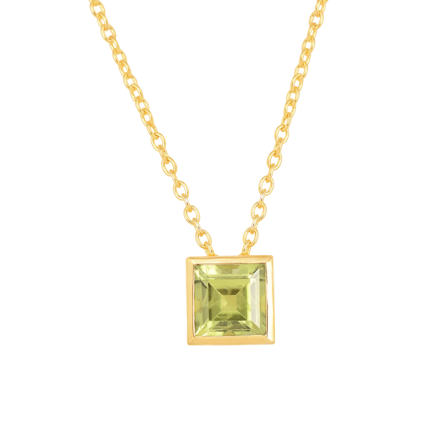 Square Peridot Solitaire Chain