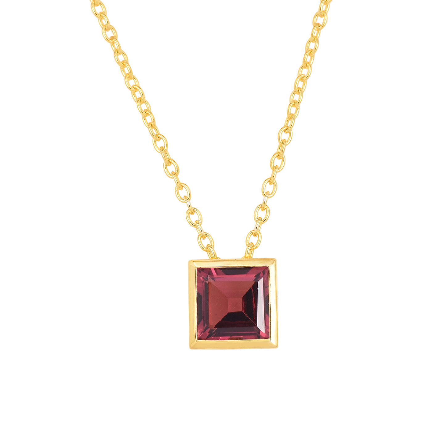 Square Rhodolite Solitaire Chain