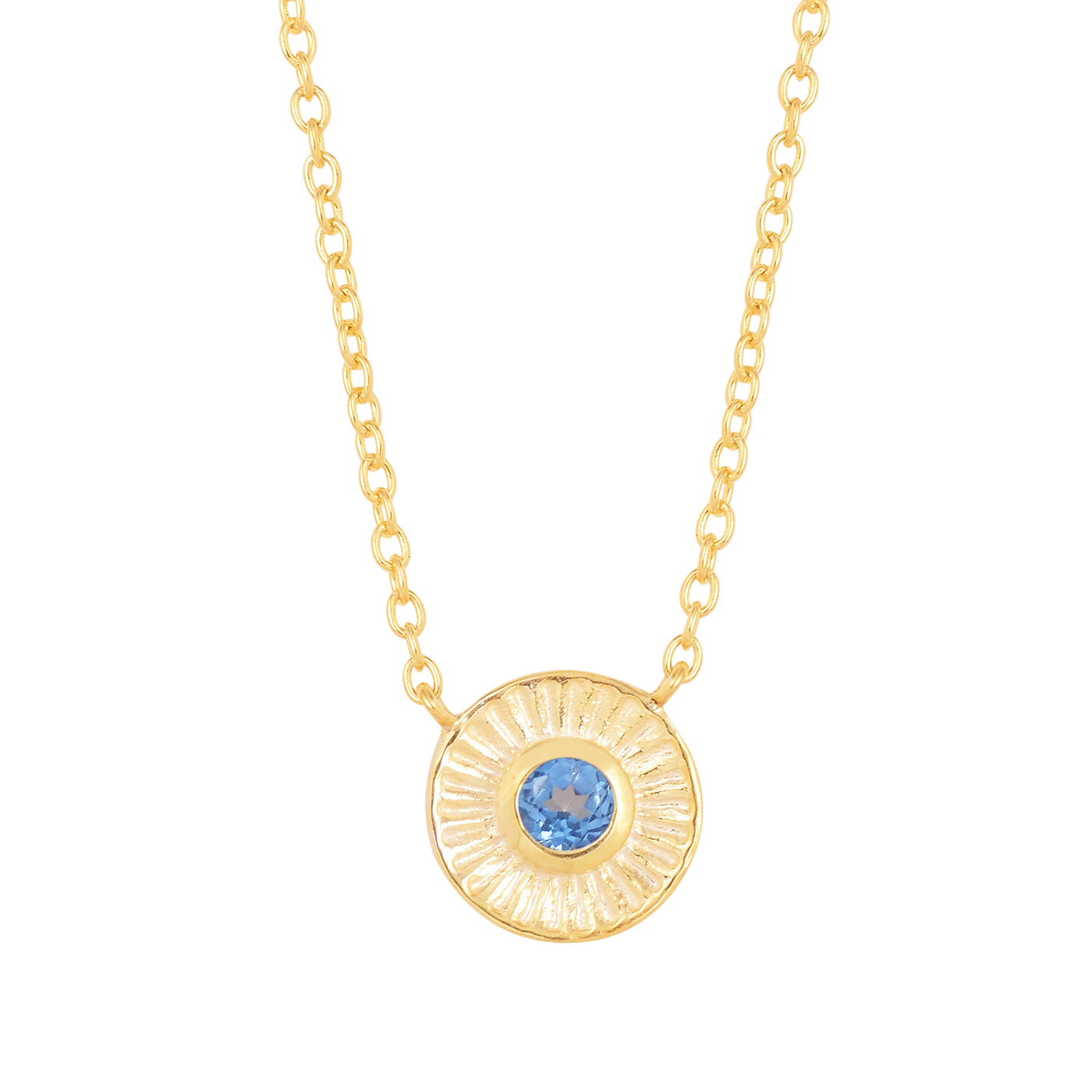 Chakra Wheel Blue Topaz Silver Necklace