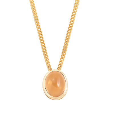 Citrine Solitaire Oval Chain Necklace