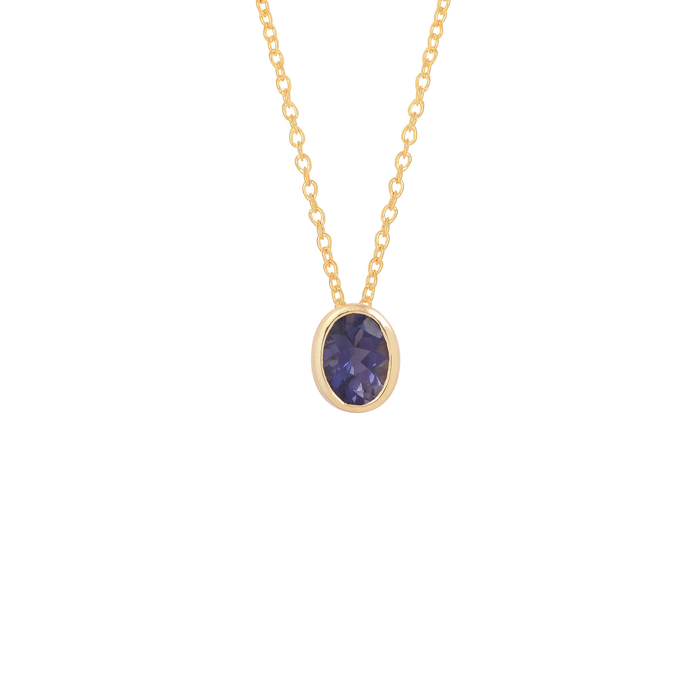 Oval Iolite Solitaire Chain  Necklace