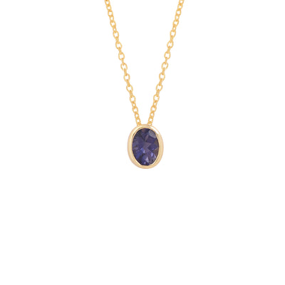 Oval Iolite Solitaire Chain  Necklace