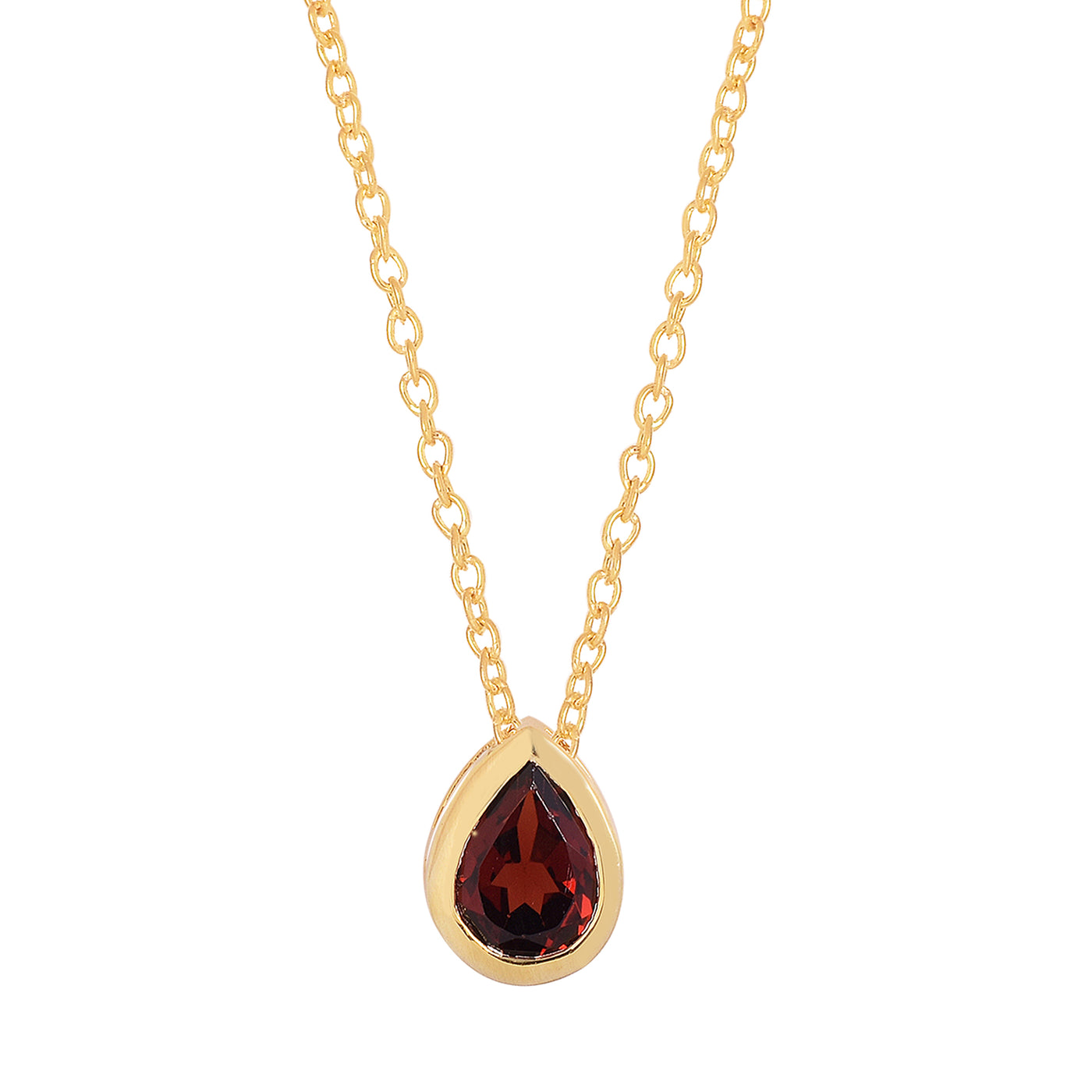 Pear Garnet Solitaire Dainty Necklace