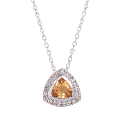 Citrine Halo Trillion Chain Necklace