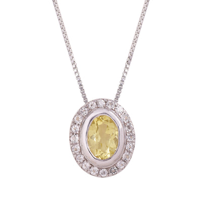 Lemon Quartz Oval Chain Necklace