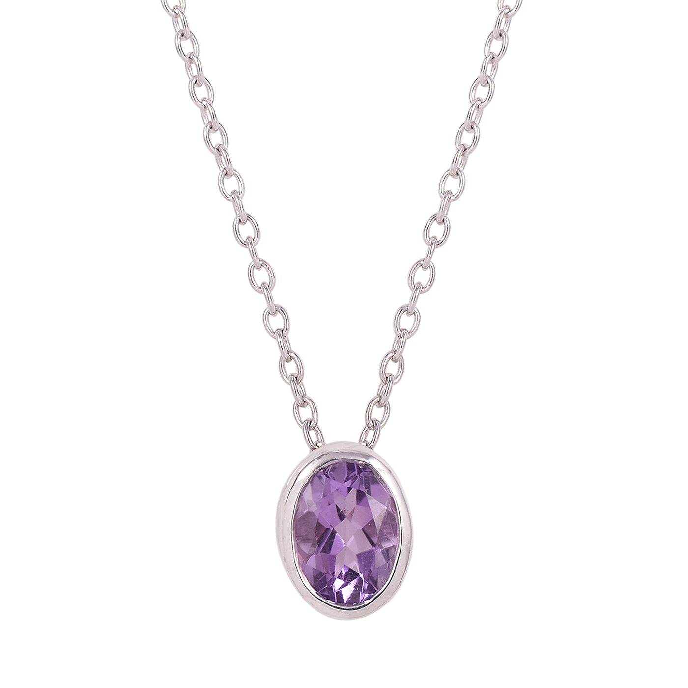 Amethyst Solitaire Chain Necklace