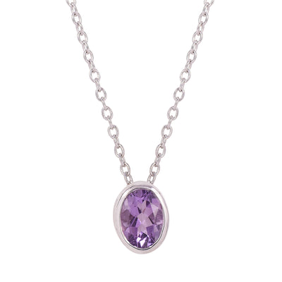 Amethyst Solitaire Chain Necklace