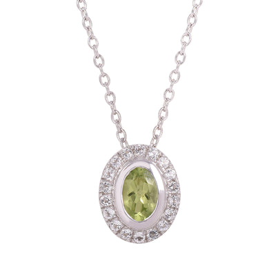 Peridot Halo Chain Necklace